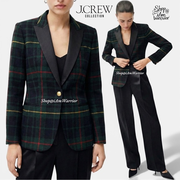 J. Crew Jackets & Blazers - J.Crew Collection satin lapel Campbell tartan plaid wool blazer *shop@iamwarrior